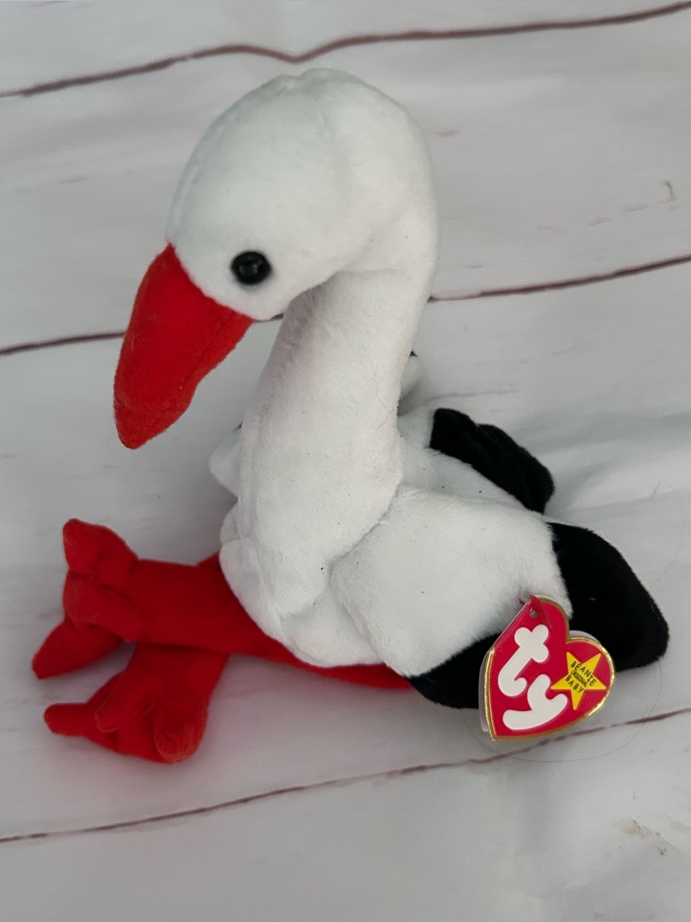 Ty Beanie Babies • “Stilts” The Stork Plush Toy (w/date code error)